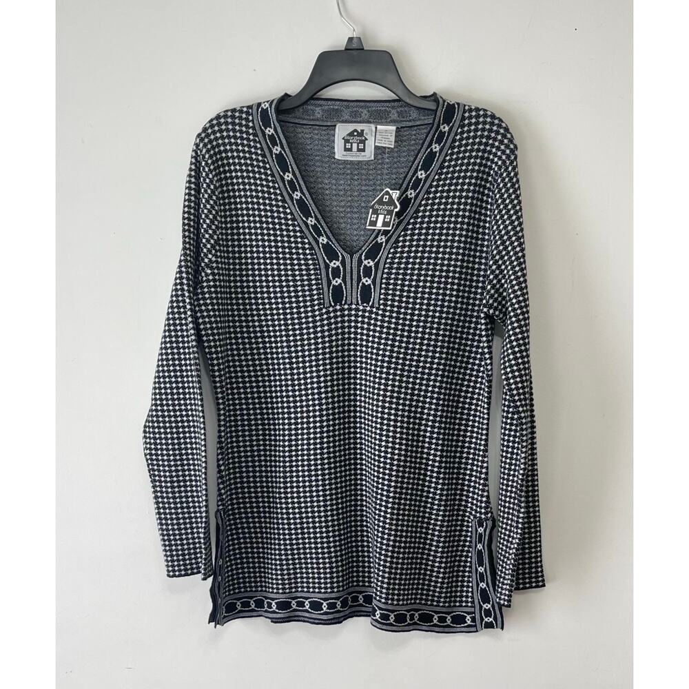 Storybook Knits sweater‎ in bold checkered knit sz M retro glam cottagecore